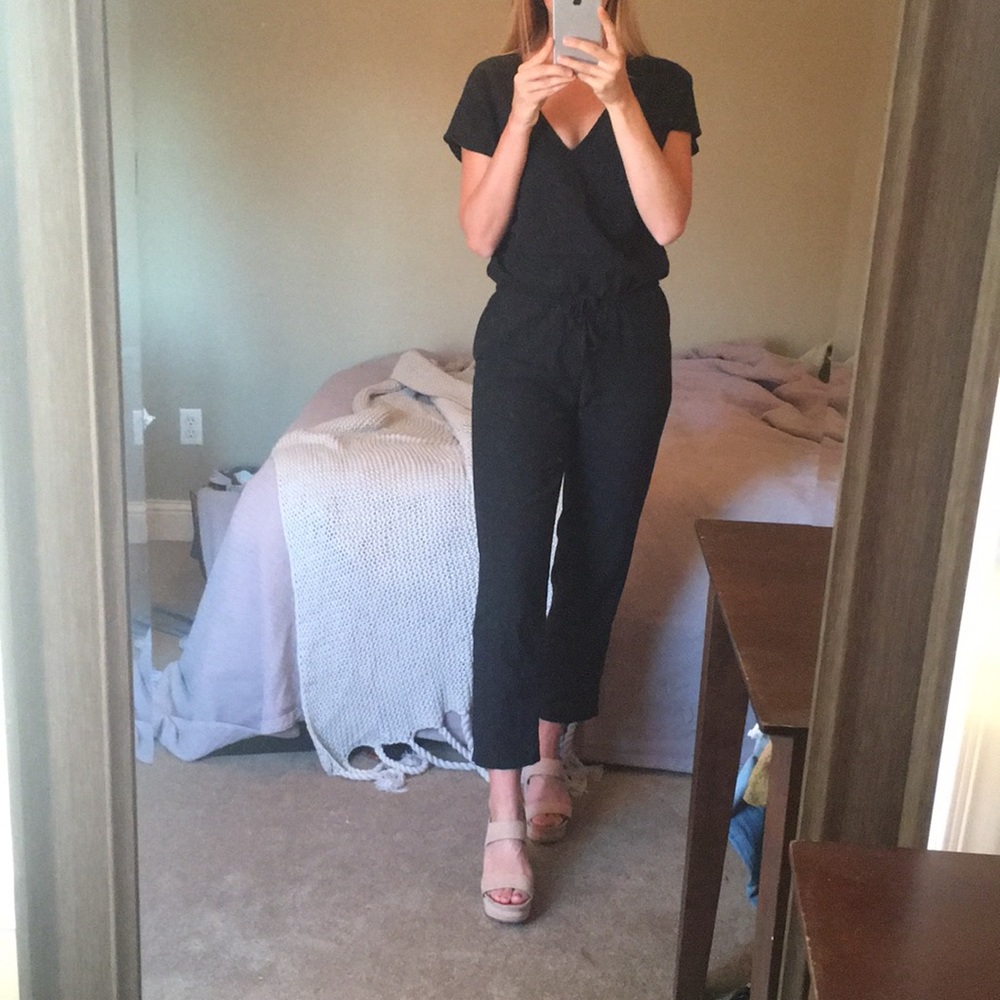 JCREW BLACK V NECK JUMPSUIT ROMPER